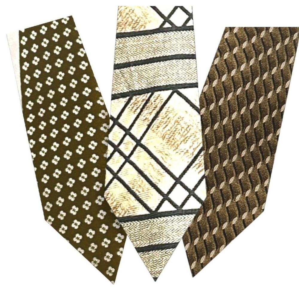Vtg Silk Necktie Lot • Bruno Rossi Italy• Bardelli Roma, Lattice, Retro Pattern